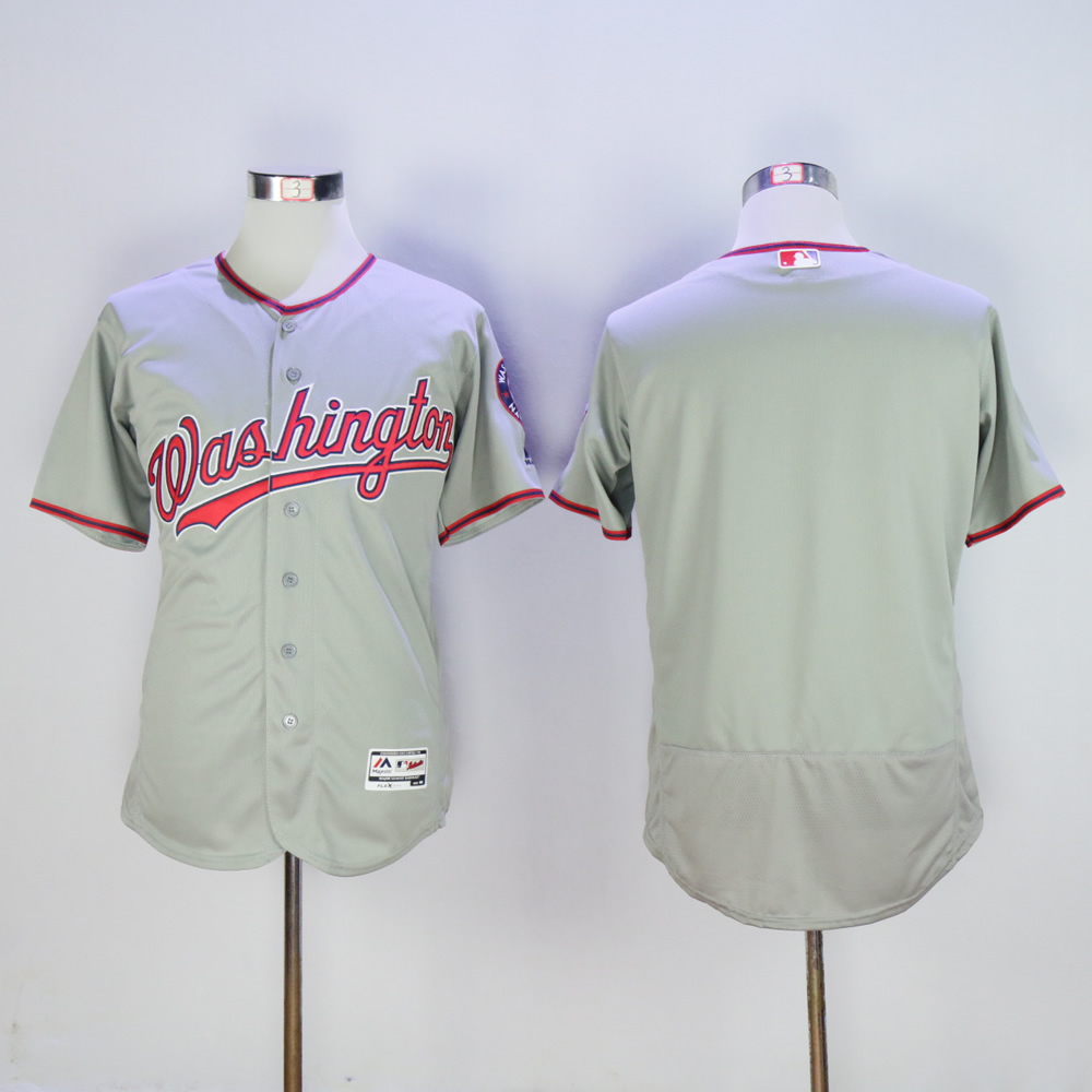 Men Washington Nationals Blank Grey MLB Jerseys->washington nationals->MLB Jersey